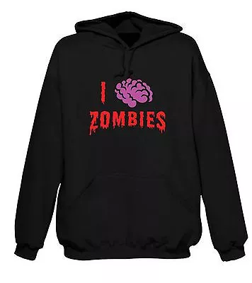 Buy I LOVE ZOMBIES HOODY - Night Of The Living Dead Goth T-Shirt Zombie Halloween • 26.95£
