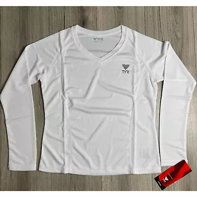 Buy Tyr Womens Long Sleeve V-Neck Tee Tshirt - Textured White - Size XL - $40 • 18.90£