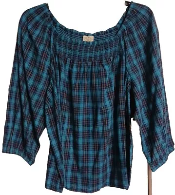 Buy NWT Women's St. John's Bay Plus 3/4 Sleeve Smocked Peasant Top Blouse Size 2X • 15.55£