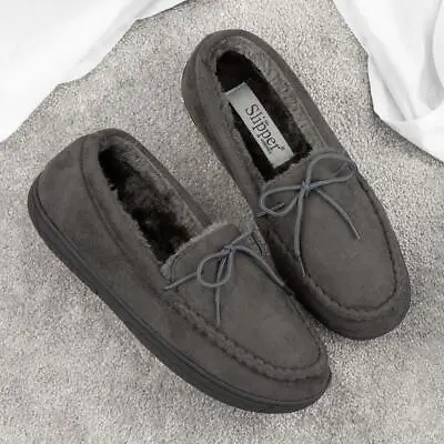 Buy The Slipper Company Mens Slippers Grey Moccasin Oscar Shoezone SIZE • 9.99£