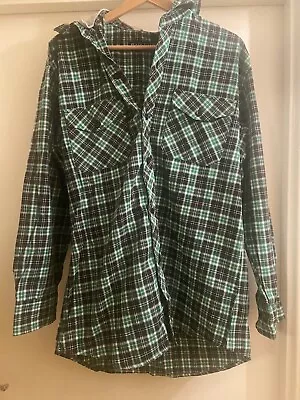 Buy RAW BLUE-Men’s/Mens- Large/L Checked/ Check Shirt With Hoodie- Green, Black,Grey • 13£