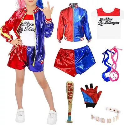 Buy Suicide Squad Kids Harley Quinn Costume Girls Book Day Fancy Dress Outfit • 12.49£