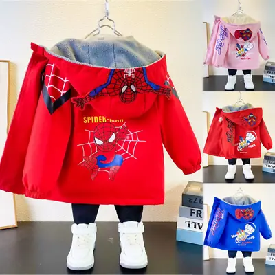 Buy Kids Boys Spiderman Windbreaker Jacket Winter Warm Fleece Coat Hoodies Outerwear • 10.44£