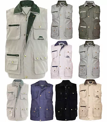 Buy Mens Multi Pockets Utility Vest Fishing Travelling Waistcoat Hiking Gilet Coat • 12.99£