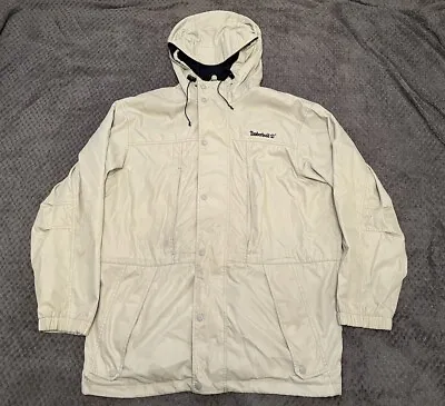 Buy Timberland Weather Gear Hooded Jacket Coat Full Zip Size Medium White Beige • 29.99£