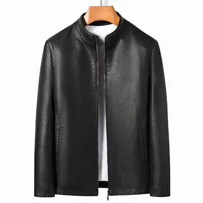 Buy Men's Stand Collar Jacket Pu Leather Velvet Fashion Jacket Motorcycle Youth • 131.95£