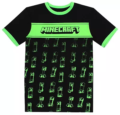 Buy Minecraft - Boys T Shirt - Gamer Kids Clothes - Contrast Creeper T Shirt - Black • 10.99£