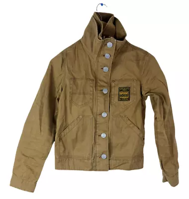 Buy Superdry Fine Tailoring Military Jacket Mens Denim Brown Size S Field Pockets • 25.99£