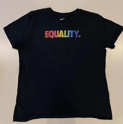 Buy Nike Pride Equality T-shirt Black With Rainbow Print Women’s XL Athletic Cut • 23.68£