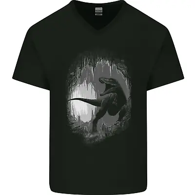 Buy Dinosaur Cave T-Rex Mens V-Neck Cotton T-Shirt • 9.99£