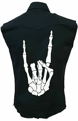 Buy Rock Hand Work Shirt/Metal/Music/Band/Rock/Skeleton/Worker/Work Shirt/Sleeveless • 24.99£