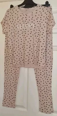 Buy George Ladies Peach Pink Mickey Mouse Print Short Sleeve Long Length Pyjama Set  • 5.50£