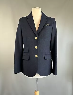 Buy Joules Jacket Peyton Navy Tweed Herringbone Wool Riding Blazer UK 10 • 59£
