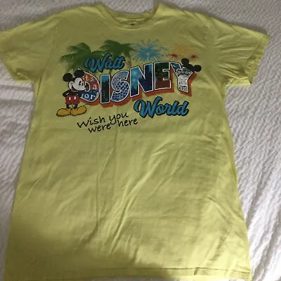 Buy Genuine Disney World Mickey Mouse “wish You Were Here”  T Shirt - Size L In VGC • 17.99£