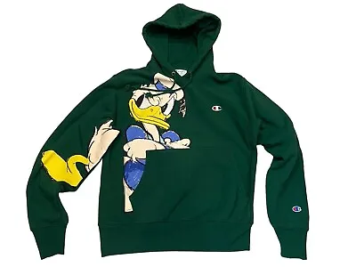 Buy Men's Champion Reverse Weave Donald Duck Hoodie Green Thick Massive Material • 42£