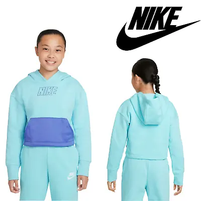 Buy New!! NIKE JUNIOR GIRLS Hoodie Casual/Holiday Blue Size Age 11-13 Years Sum Sale • 19.99£