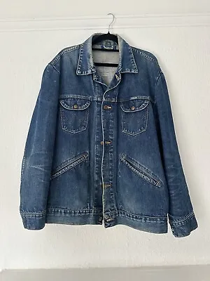 Buy Wrangler Mens Denim Jacket Distressed Style Very 90s Eu40 Size Medium • 23.99£
