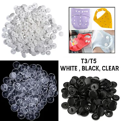 Buy KAM Snaps Plastic Black White Clear T3 T5 Press Studs Button Fasteners Clothes • 42.39£