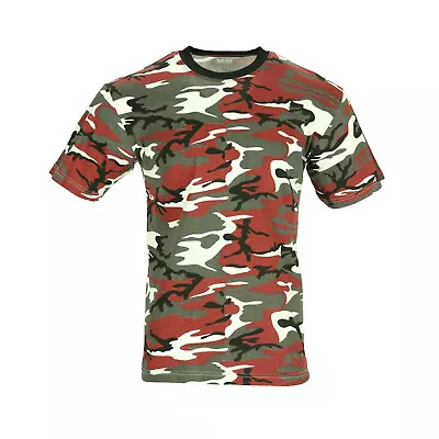 Buy Camo T Shirt Mens Army Military Red Camouflage Summer Short Sleeve Combat Top • 9.99£