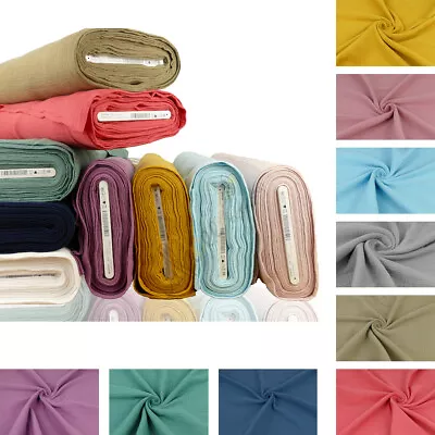 Buy Double Gauze 100% Cotton Fabric Dressmaking Plain Lightweight Muslin, 64 Colors • 5.49£