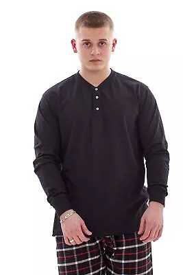 Buy Mens Casual Shirts Jersey Cotton Henley Long Sleeve Ribbed Cuff Tops T-shirts • 9.95£