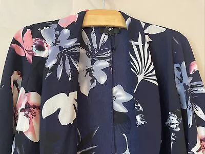 Buy AX Paris Lovely Navy Print Kimono Blazer Jacket Top - Size 10 • 0.99£