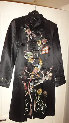 Buy Rare Stunning 65% Silk Embroidered Artwork Longline Jacket Immaculate Sz M Boho • 140£
