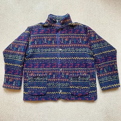 Buy 80’s Helly Hansen Fleece Jacket Medium OVERSIZED Multicolour Geometric Tribal • 79.99£
