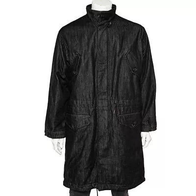Buy McQ By Alexander McQueen Black Faded Denim Oversized Zip Front Coat XS • 175.65£