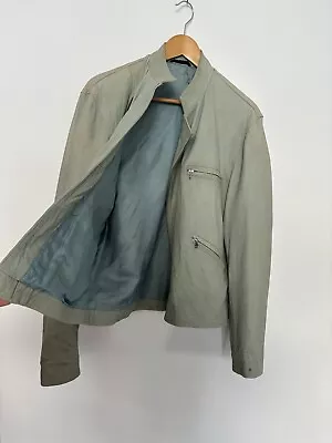Buy Unisex Vtg Duck Egg Blue Green Moto Jacket Soft Leather Italian Two Way Zip Up M • 40£