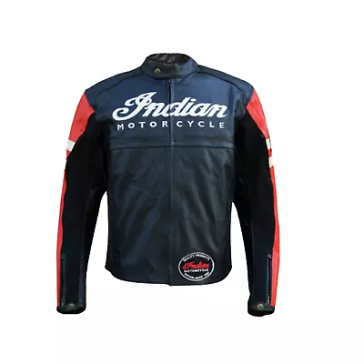Buy Men's INDIAN  Motorcycle Leather Jacket - BLACK & RED • 143.99£
