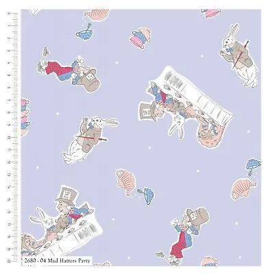 Buy Fat Quarter Alice In Wonderland Mad Hatters Party 100% Cotton Quilting Fabric • 4.50£