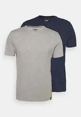Buy WRANGLER Mens T Shirt Top Tee Grey And Navy 2 In Pack S  M  L  100%cotton • 19.99£
