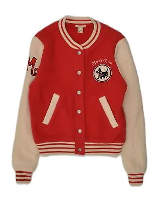 Buy H&M Womens Graphic Varsity Jacket US 6 Medium Red Colourblock Wool AB09 • 19.15£
