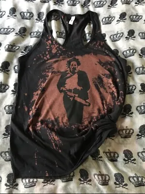 Buy Leatherface, Texas Chainsaw, Goth, Horror, Fandom, Bleached Racerback Tank Top • 24.13£
