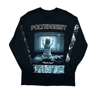Buy POLTERGEIST Vintage Style Long Sleeve Movie Graphic T Shirt Double Sided Black L • 24.95£