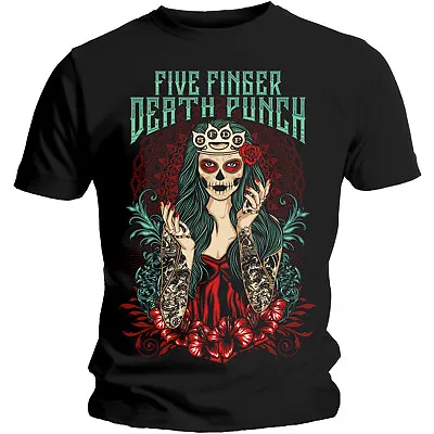 Buy Five Finger Death Punch T Shirt Lady Muerta Official Licensed Black Mens NEW • 16.28£