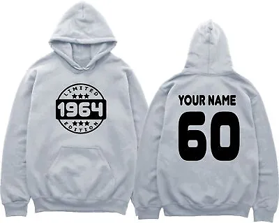 Buy 60th Birthday Hoodie Personalised Limited Edition 1964 Custom Name 60 Men Women • 21.99£