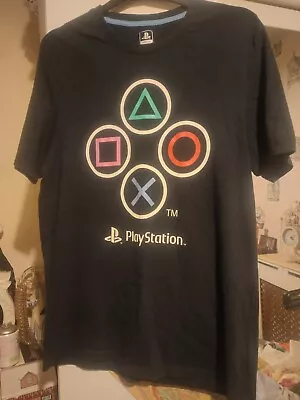 Buy PlayStation Mens T Shirt Medium Blue, Button Symbols, Graphic Print, Regular Fit • 5.99£