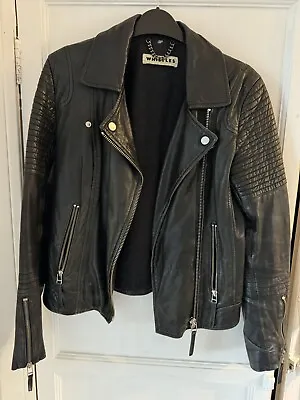 Buy Whistles Size 6 Black Used Real Leather Jacket • 10.40£