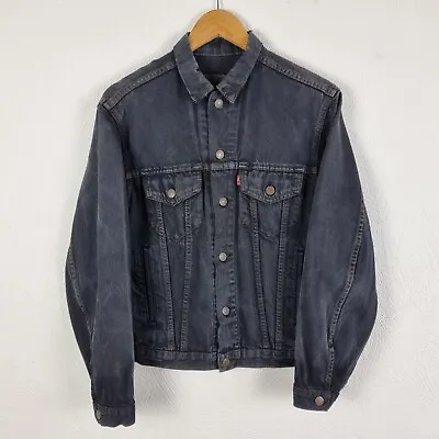 Buy Vintage Levis Denim Jacket Mens Small Black Trucker 90s Western Casual Faded • 31.95£