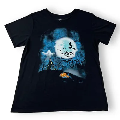 Buy Halloween Midnight Haunting T-Shirt Top Tee Full Moon Witch WOMENS LARGE (12-14) • 8.50£