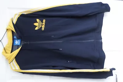 Buy Adidas Originals Retro Zip Hoody Large Men's Dark Blue/Yellow Nice Used Condi • 14.90£