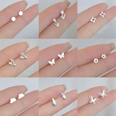 Buy 925 Silver Gift Star Bear Cat Rose Flower Small Stud Earrings Women Jewelry Cute • 1.67£