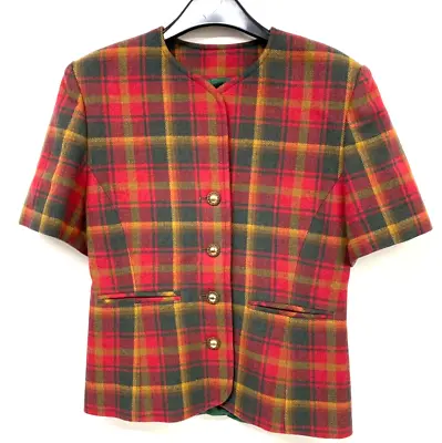 Buy Albeni Vintage Jacket Blazer Uk 10 Red Green Tartan Checked Pure Wool 916 • 25£