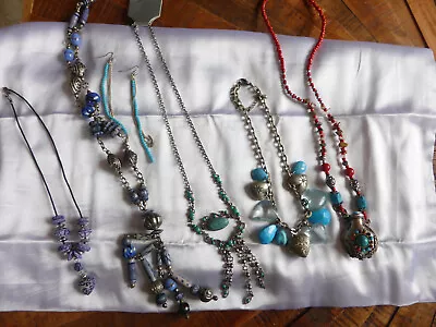 Buy Costume Jewellery Bundle 5 Necklaces 1 Pair Earrings Boho Hippie Festival VGC • 4.99£