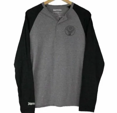Buy Jägermeister USA Long Sleeve T-Shirt Baseball Sweater Grey-Black Polo Shirt • 11.26£