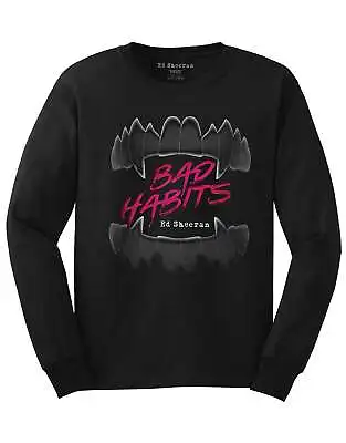 Buy Ed Sheeran T Shirt Bad Habits Logo New Official Mens Black Long Sleeve • 24.95£