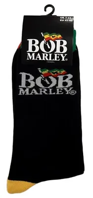 Buy Bob Marley Logo Black Socks One Size UK 7-11 OFFICIAL • 8.89£