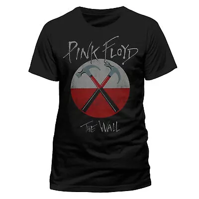 Buy Officially Licensed Pink Floyd The Wall Hammers Band Logo Mens Black T-Shirt • 14.90£